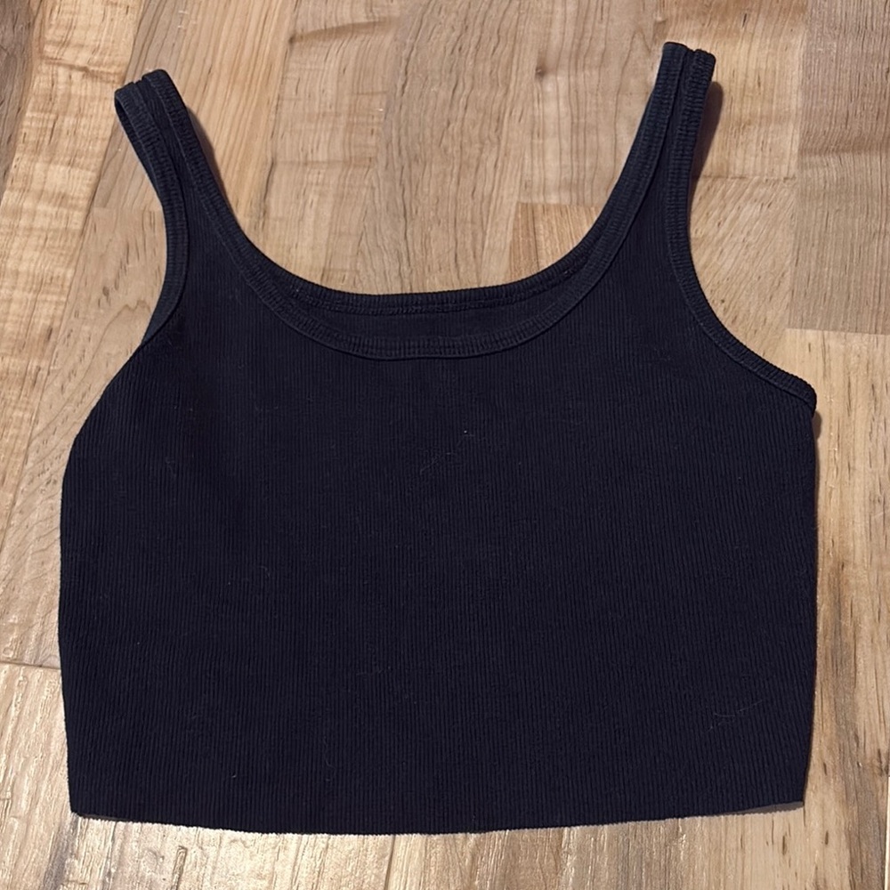 Truly Me Black Fitted Crop Tank Top